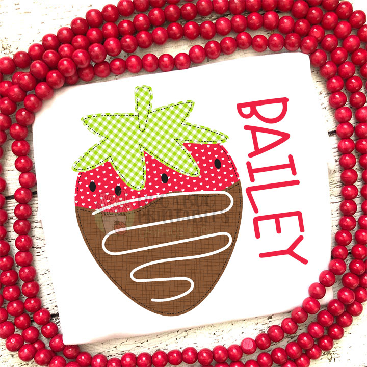 Chocolate Strawberry Faux Applique Digital File JPG PNG