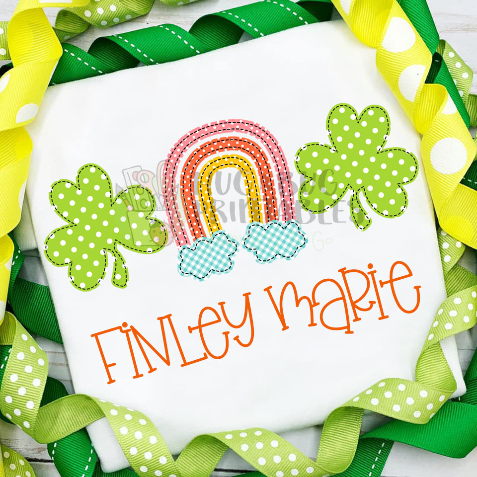 Shamrock Rainbow Trio Faux Applique Digital File JPG PNG