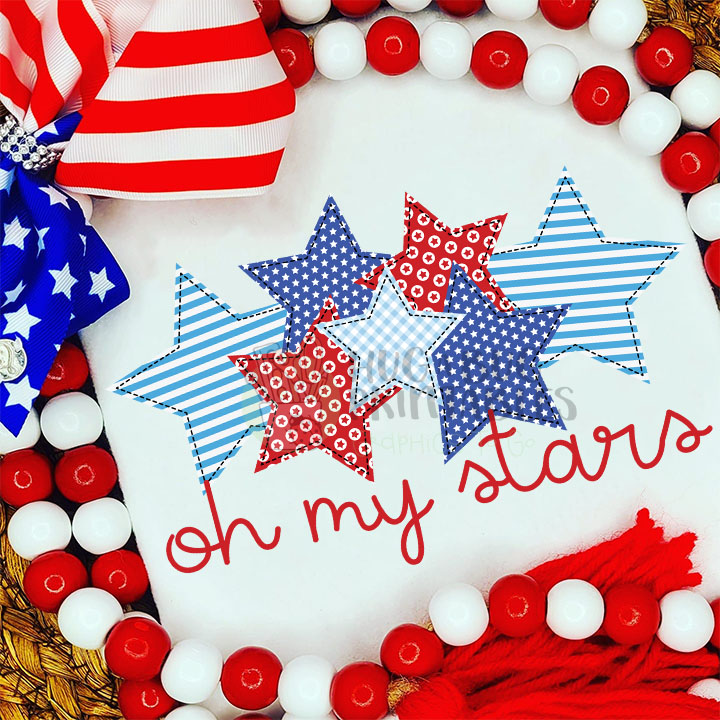 Scattered Stars Faux Applique Digital File JPG PNG